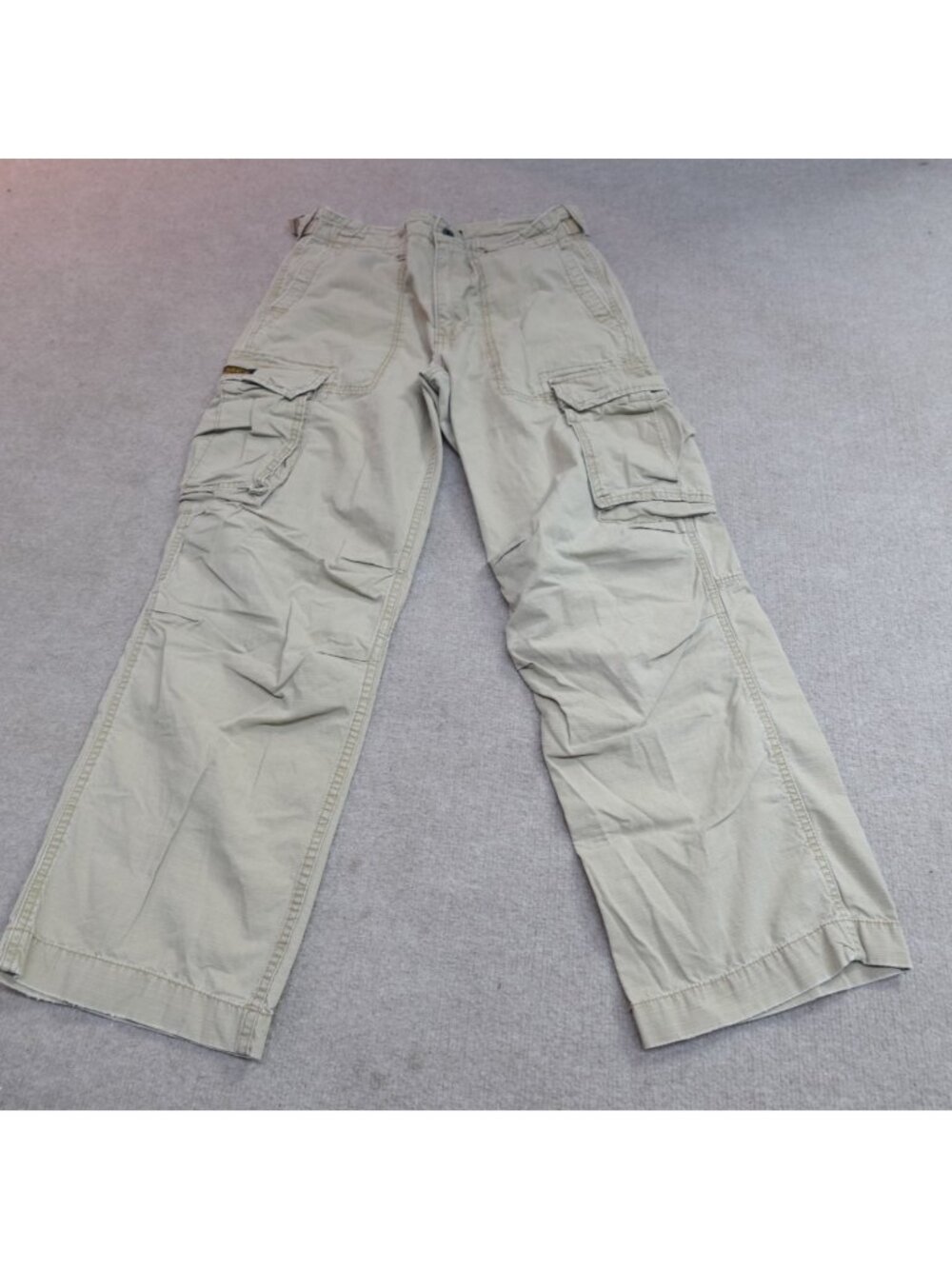 Polo Jeans Ralph Lauren Pants 30 Beige Cargo Ripstop Side Adjusters Y2K